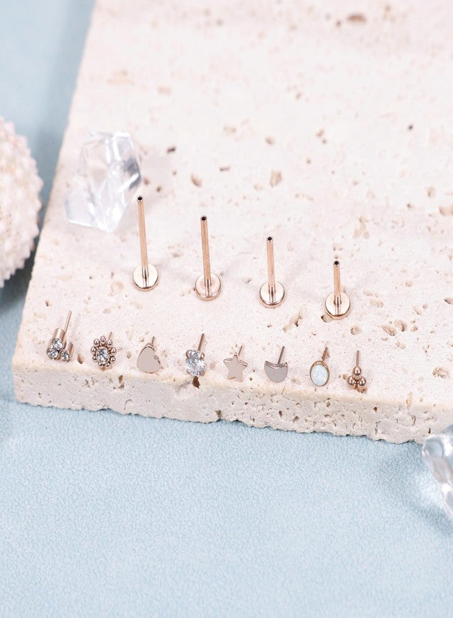 أقراط NICEIGHT 16G 18G 20G مصنوعة من الفولاذ المقاوم للصدأ 316L بدون خيوط، أقراط لابريت مونرو، أقراط غضروفية مسطحة الظهر، أقراط حلزونية، أقراط تراغوس، أقراط كونش ميدوسا، مجوهرات ثقب 16G R - Image 3